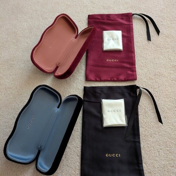 Gucci 2 Velvet Sunglasses Cases, Black and Burgundy - Picture 4 of 4